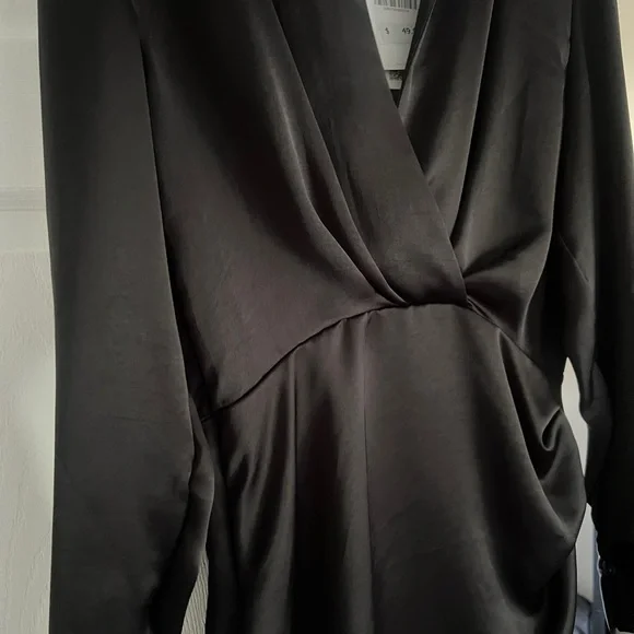 ZARA Black Elegant Satin Midi Dress - Picture 3 of 5